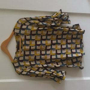 Frill sleeve abstract colorful horse shirt